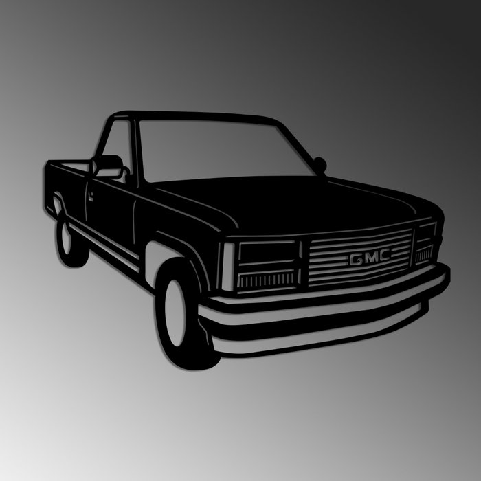 Wallity GMC Sierra 1990 Escultura de pared de metal Negro Wallity GMC Sierra 1990 Escultura de pared de metal Negro